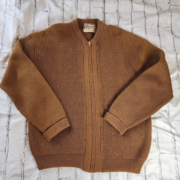 Vintage Brentwood Wool Brown Zip-Up Sweater